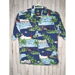Harley Davidson Tori Richard Hawaiian Motorcycle Shirt Large Vintage Made in USA